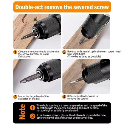 Damaged Screw Extractor Set HSS Drill Bit Stripped Broken Remover Small Easily Quickly Take Out Kit Easy Demolition Power Tools - Avero
