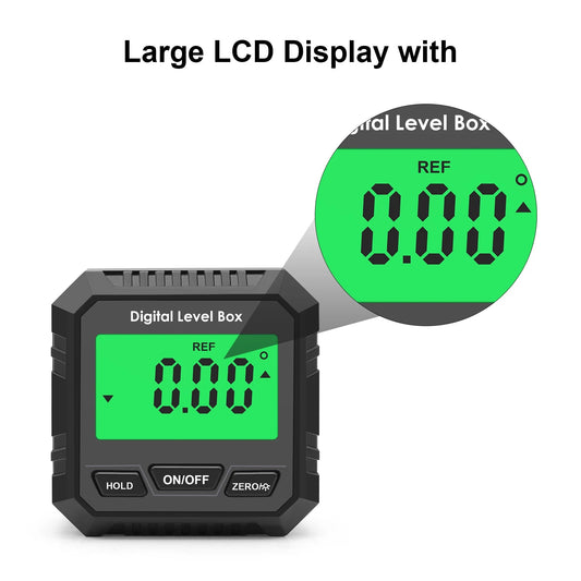 Digital Inclinometer Electronic Goniometer 360° Angle Meter Level Angle Gauge Bevel Protractor Slope Measure Magnetic Base - Avero