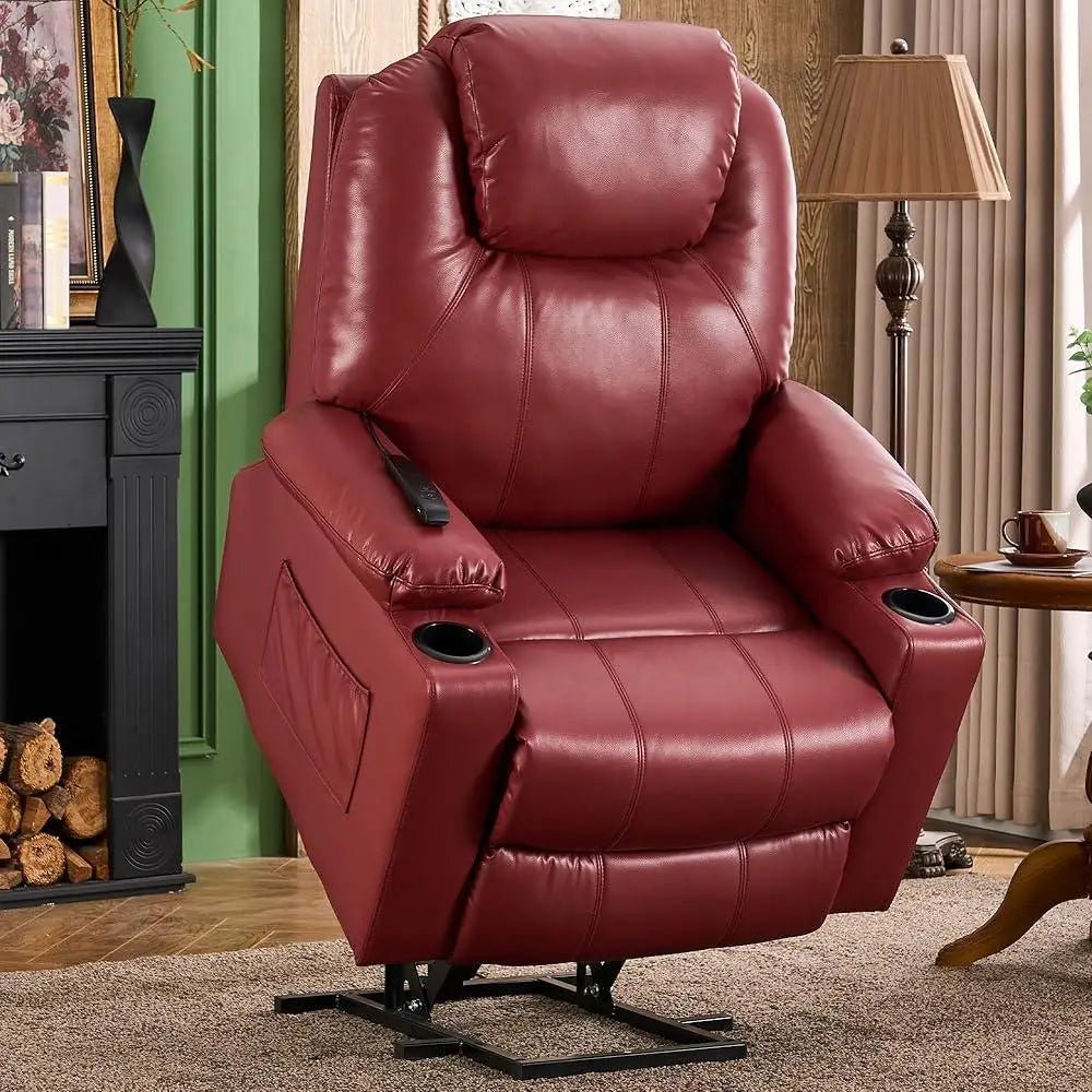 Electric Recliner Chair Lift Sofa Elderly with Massage Heat Adjustable Reclining Couch with Arm Rest Cup Holders Foot Rest - Avero