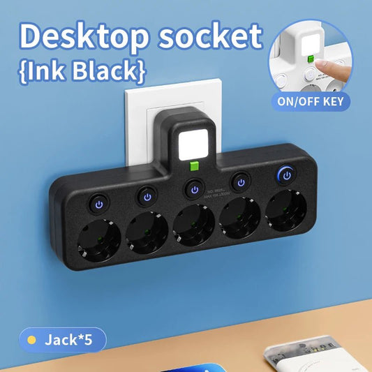 EU Plug Outlet 5 Sockets Electrical Socket No Extension Cord With or without it USB Type - C Ports Two specifications - Avero