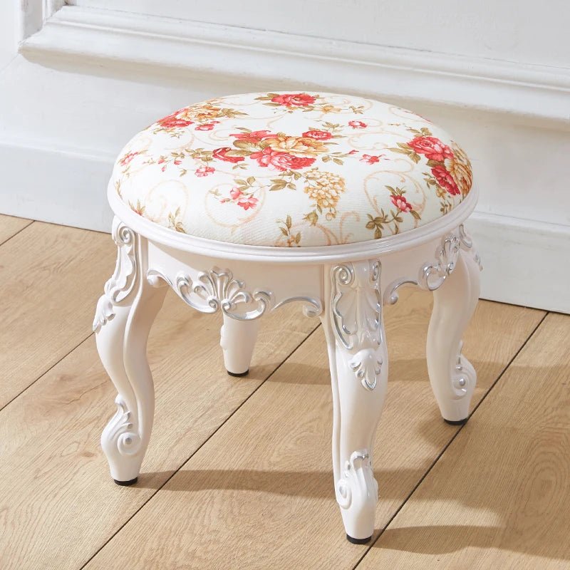 European style low stool modern bedroom stool off - white Hallway ottoman vanity chair makeup Footrest Interior home furniture - Avero