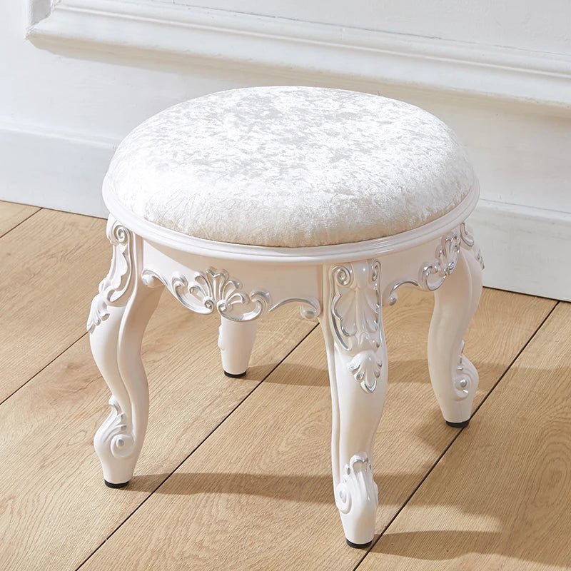 European style low stool modern bedroom stool off - white Hallway ottoman vanity chair makeup Footrest Interior home furniture - Avero