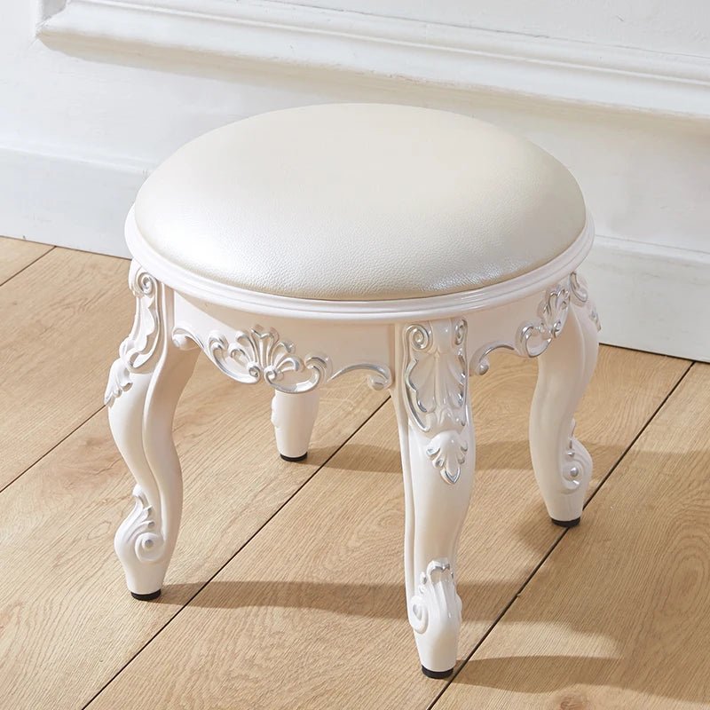 European style low stool modern bedroom stool off - white Hallway ottoman vanity chair makeup Footrest Interior home furniture - Avero