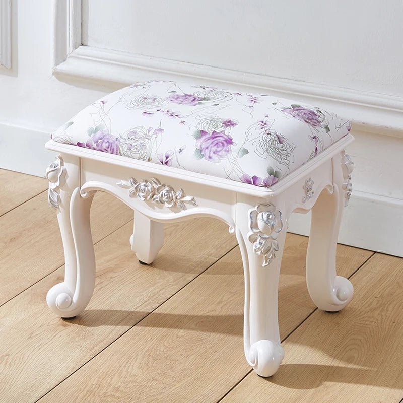 European style low stool modern bedroom stool off - white Hallway ottoman vanity chair makeup Footrest Interior home furniture - Avero
