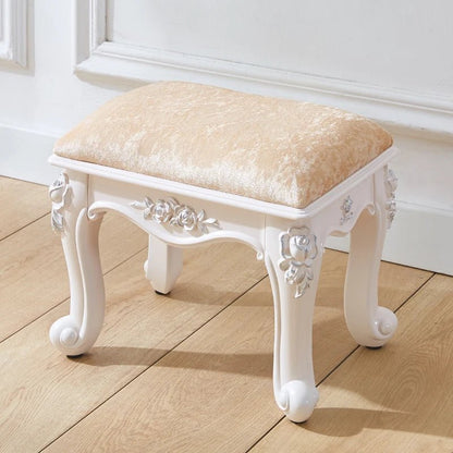 European style low stool modern bedroom stool off - white Hallway ottoman vanity chair makeup Footrest Interior home furniture - Avero