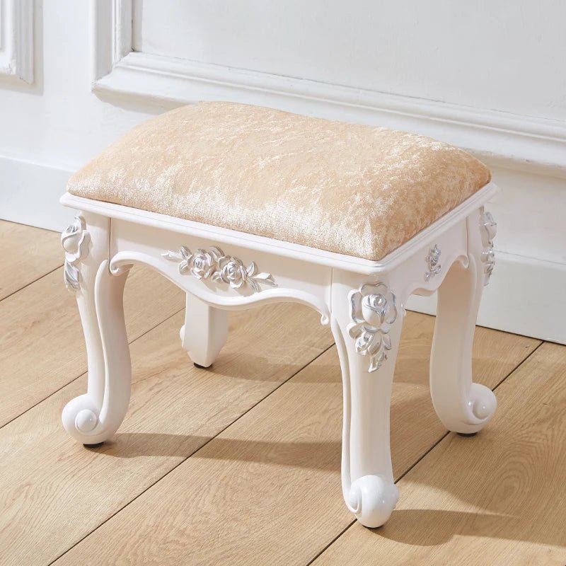 European style low stool modern bedroom stool off - white Hallway ottoman vanity chair makeup Footrest Interior home furniture - Avero