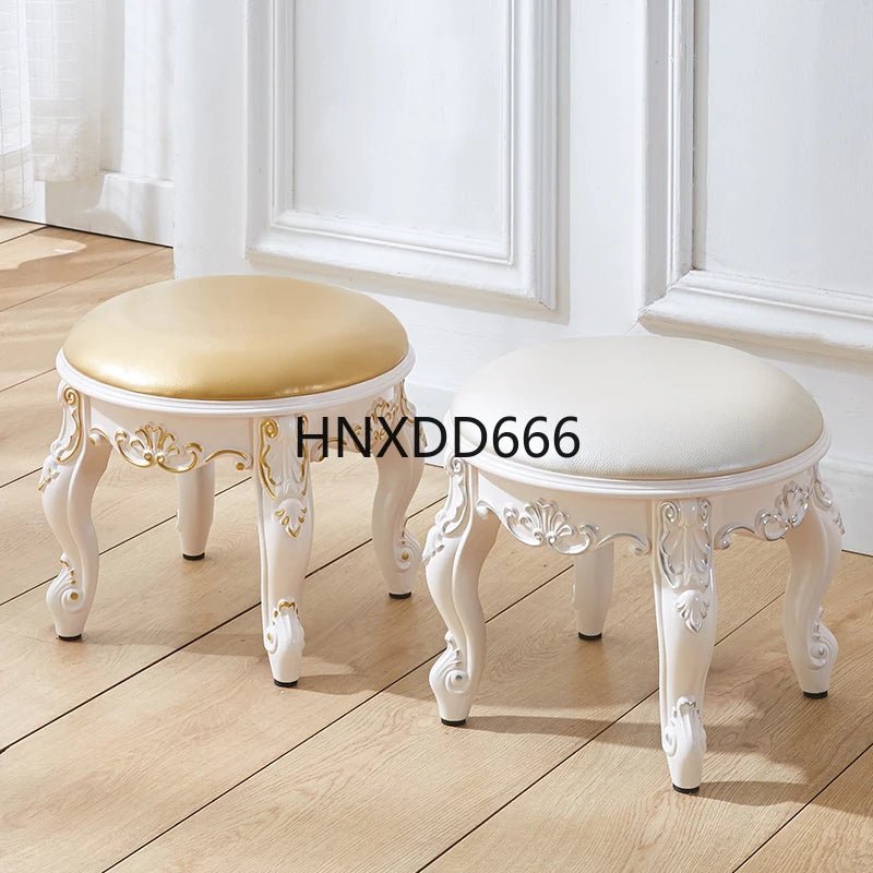 European style low stool modern bedroom stool off - white Hallway ottoman vanity chair makeup Footrest Interior home furniture - Avero