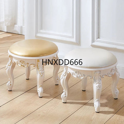 European style low stool modern bedroom stool off - white Hallway ottoman vanity chair makeup Footrest Interior home furniture - Avero