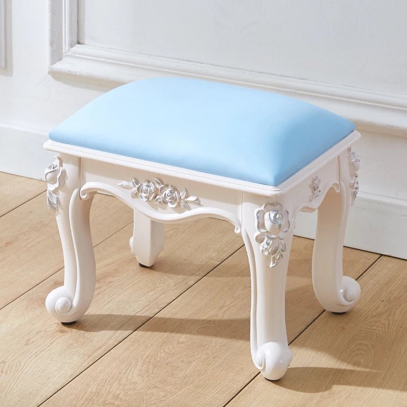 European style low stool modern bedroom stool off - white Hallway ottoman vanity chair makeup Footrest Interior home furniture - Avero