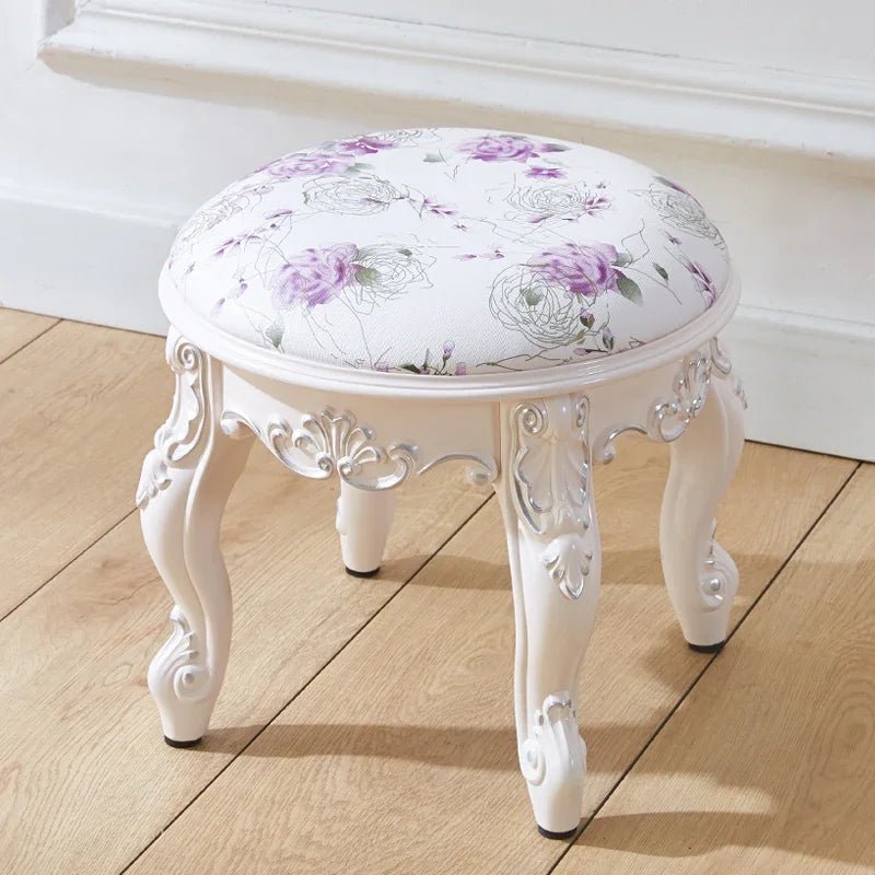 European style low stool modern bedroom stool off - white Hallway ottoman vanity chair makeup Footrest Interior home furniture - Avero
