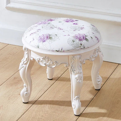 European style low stool modern bedroom stool off - white Hallway ottoman vanity chair makeup Footrest Interior home furniture - Avero
