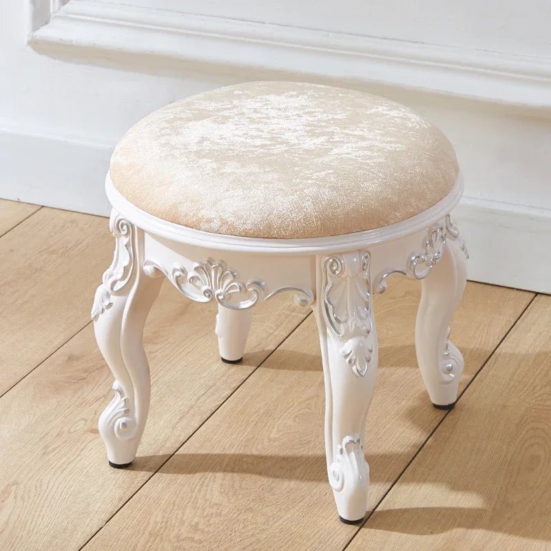 European style low stool modern bedroom stool off - white Hallway ottoman vanity chair makeup Footrest Interior home furniture - Avero