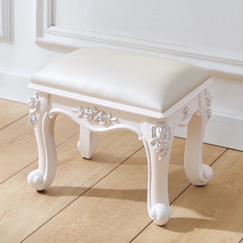 European style low stool modern bedroom stool off - white Hallway ottoman vanity chair makeup Footrest Interior home furniture - Avero