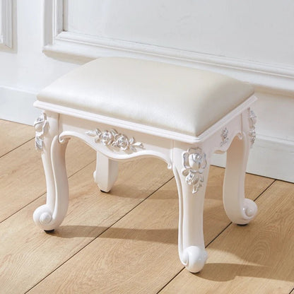 European style low stool modern bedroom stool off - white Hallway ottoman vanity chair makeup Footrest Interior home furniture - Avero