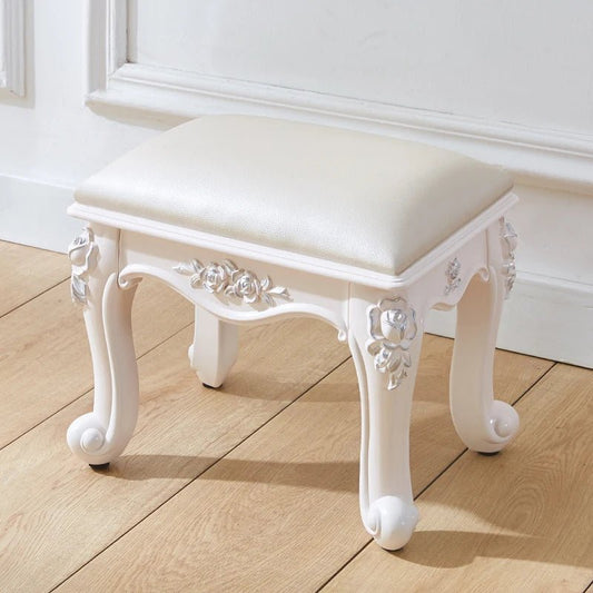 European style low stool modern bedroom stool off - white Hallway ottoman vanity chair makeup Footrest Interior home furniture - Avero
