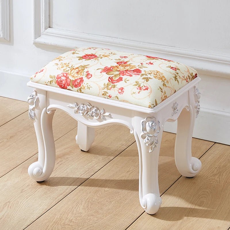 European style low stool modern bedroom stool off - white Hallway ottoman vanity chair makeup Footrest Interior home furniture - Avero
