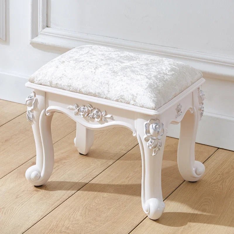 European style low stool modern bedroom stool off - white Hallway ottoman vanity chair makeup Footrest Interior home furniture - Avero
