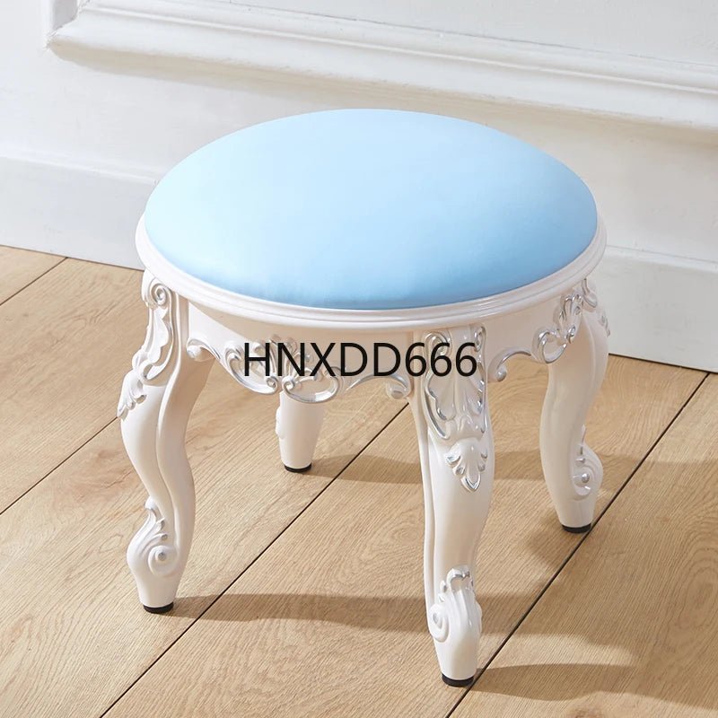 European style low stool modern bedroom stool off - white Hallway ottoman vanity chair makeup Footrest Interior home furniture - Avero