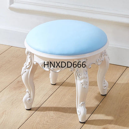 European style low stool modern bedroom stool off - white Hallway ottoman vanity chair makeup Footrest Interior home furniture - Avero