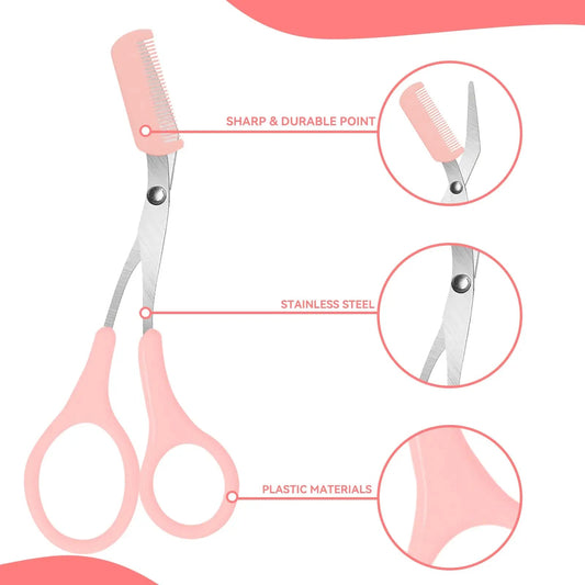 Eyebrow Trimmer, Stainless Steel Eyebrow Scissors With Comb, Eyebrow Trimming Scissors Hair Removal Beauty Tools - Avero