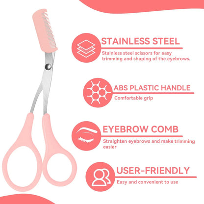 Eyebrow Trimmer, Stainless Steel Eyebrow Scissors With Comb, Eyebrow Trimming Scissors Hair Removal Beauty Tools - Avero