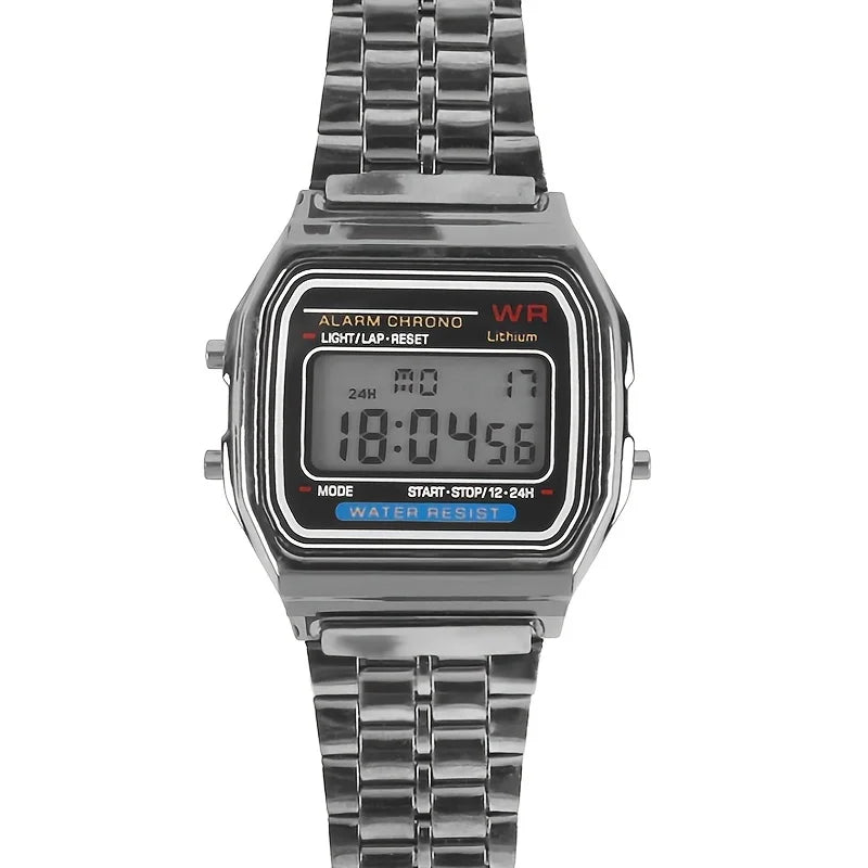 F91W Non - Waterproof Steel Band Watch For Women, Men, Business Clock, Multi - Functional LED Digital Sports Watch, Electronic Clock - Avero
