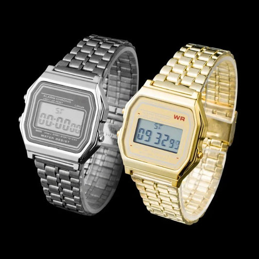 F91W Steel Strap Watches Women Watch Men Business Clock Multifunction LED Digtal Sports Wrist Watch Electronic Clock Electron wi - Avero