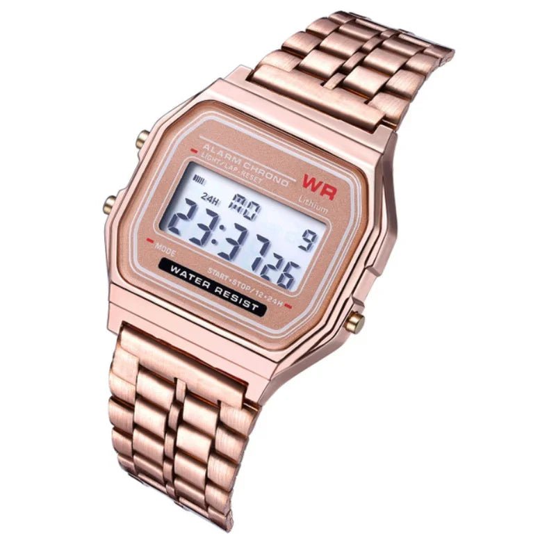 F91W Steel Strap Watches Women Watch Men Business Clock Multifunction LED Digtal Sports Wrist Watch Electronic Clock Electron wi - Avero