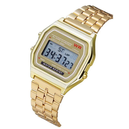 F91W Steel Strap Watches Women Watch Men Business Clock Multifunction LED Digtal Sports Wrist Watch Electronic Clock Electron wi - Avero