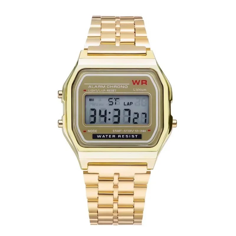 F91W Steel Strap Watches Women Watch Men Business Clock Multifunction LED Digtal Sports Wrist Watch Electronic Clock Electron wi - Avero