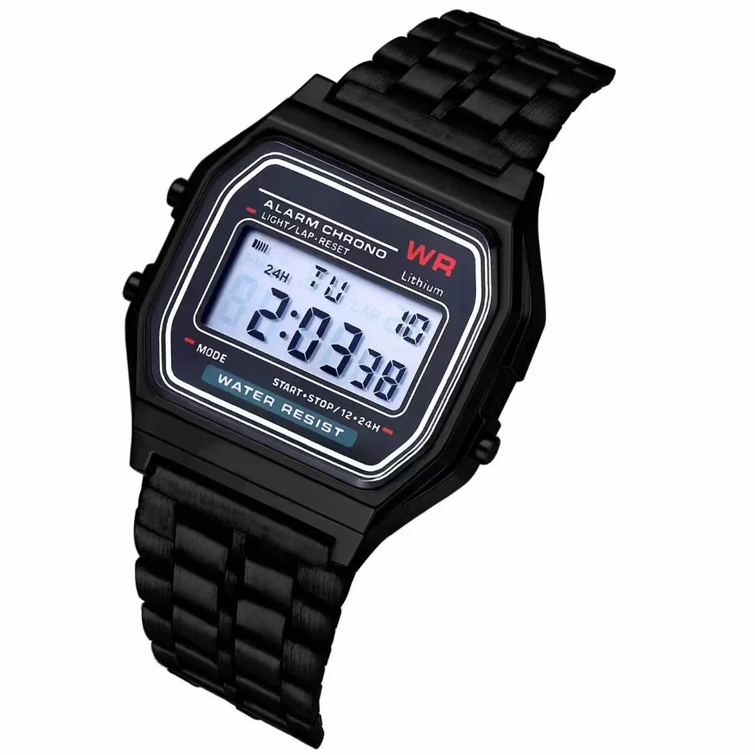 F91W Steel Strap Watches Women Watch Men Business Clock Multifunction LED Digtal Sports Wrist Watch Electronic Clock Electron wi - Avero