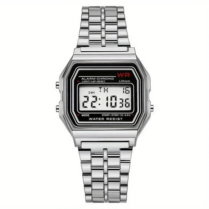 F91W Steel Strap Watches Women Watch Men Business Clock Multifunction LED Digtal Sports Wrist Watch Electronic Clock Electron wi - Avero
