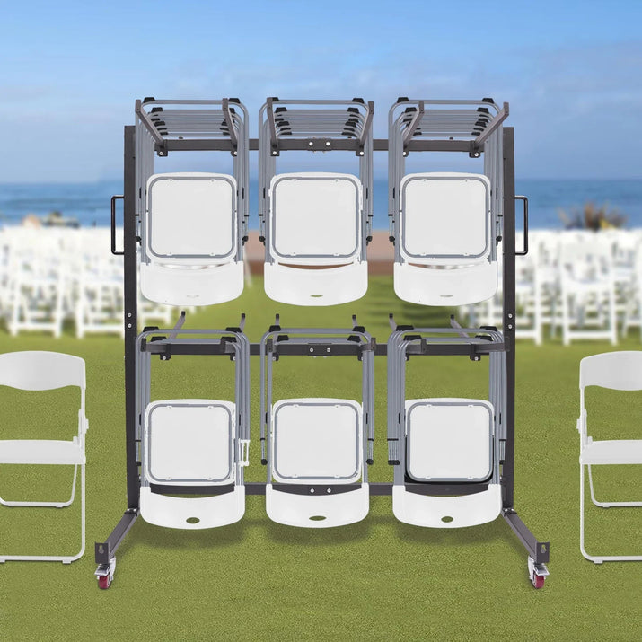 Folding Chair Rack Dolly Cart Table Storage Rack Desk Chairs Cart Trolley - Avero