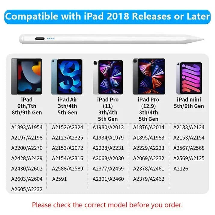 For Apple Pencil Palm Rejection Power Display iPad Pencil Pen For iPad 2022 2021 2020 2019 2018 Pro Air Mini Specific Stylus - Avero