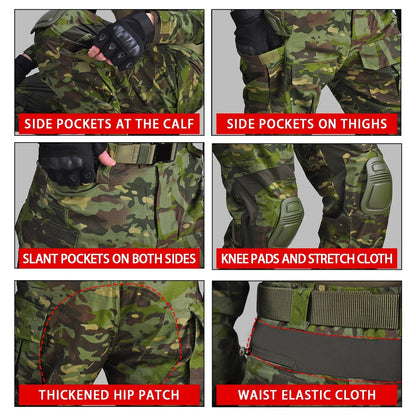 G3 Men's Tactical Pants Clothing Men Camping Cargo Pant US CP Airsoft Camo Paintball Combat Pants +Pads - Avero