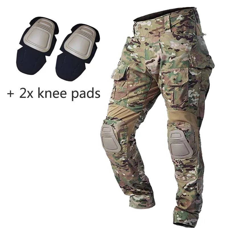 G3 Men's Tactical Pants Clothing Men Camping Cargo Pant US CP Airsoft Camo Paintball Combat Pants +Pads - Avero