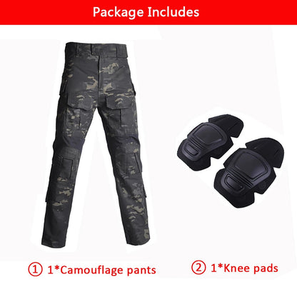 G3 Men's Tactical Pants Clothing Men Camping Cargo Pant US CP Airsoft Camo Paintball Combat Pants +Pads - Avero