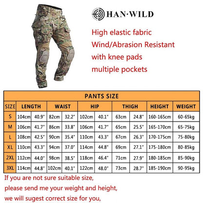 G3 Men's Tactical Pants Clothing Men Camping Cargo Pant US CP Airsoft Camo Paintball Combat Pants +Pads - Avero