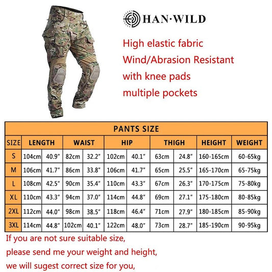 G3 Men's Tactical Pants Clothing Men Camping Cargo Pant US CP Airsoft Camo Paintball Combat Pants +Pads - Avero