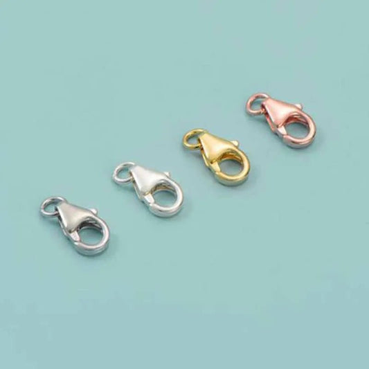Genuine Real Pure Solid 925 Sterling Silver Lobster Buckle Clasps Claw Gold Buckles Connector Jewelry Making Findings - Avero