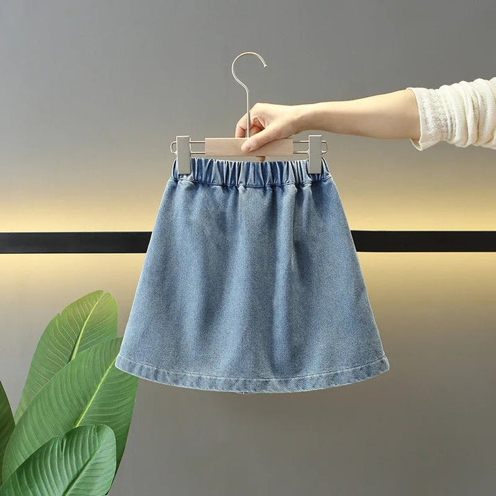 Girls Denim Skirt Fashion Denim short Skirts Summer Baby Korean Style Skirts Wrap Buttocks for Girls Teenager Half Skirt - Avero