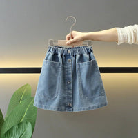 Girls Denim Skirt Fashion Denim short Skirts Summer Baby Korean Style Skirts Wrap Buttocks for Girls Teenager Half Skirt - Avero