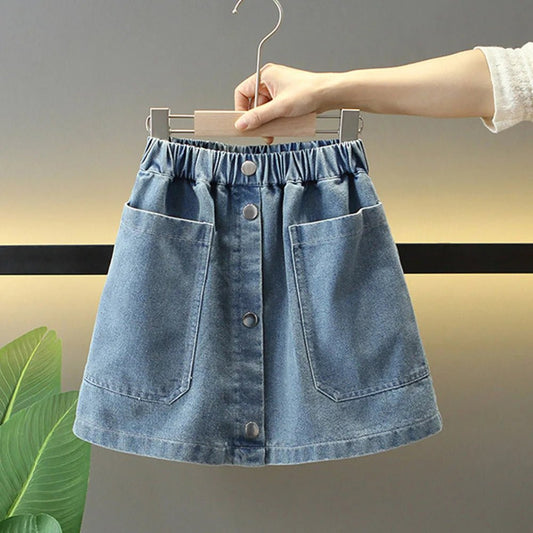 Girls Denim Skirt Fashion Denim short Skirts Summer Baby Korean Style Skirts Wrap Buttocks for Girls Teenager Half Skirt - Avero