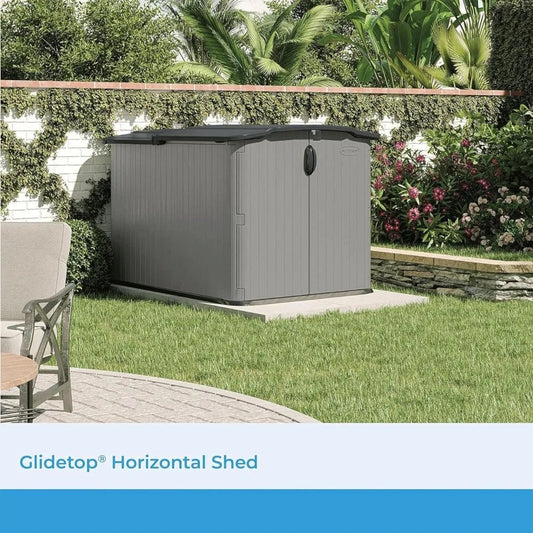 Glidetop Horizontal Outdoor Storage Shed with Pad - Lockable Sliding Lid and Doors, All - Weather Shed for Yard Storage, 57.5" W x - Avero
