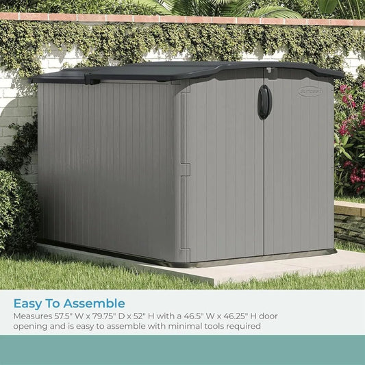 Glidetop Horizontal Outdoor Storage Shed with Pad - Lockable Sliding Lid and Doors, All - Weather Shed for Yard Storage, 57.5" W x - Avero