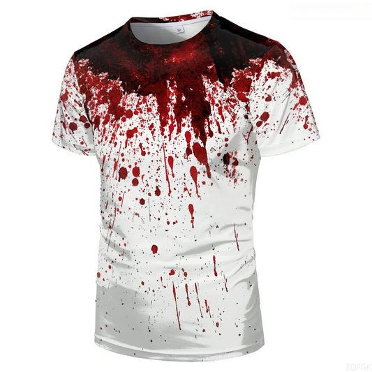 Halloween Fun Bloody Horror Pattern 3D Printed T-shirt Scary Dripping Blood Street Men Tops Casual Fashion O - neck Oversized Tee - Avero