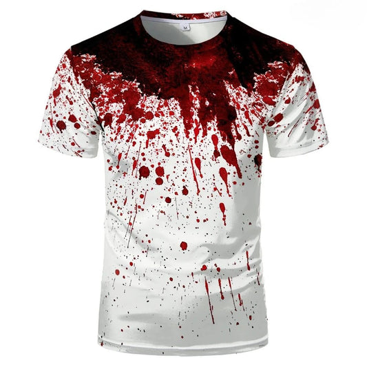 Halloween Fun Bloody Horror Pattern 3D Printed T-shirt Scary Dripping Blood Street Men Tops Casual Fashion O - neck Oversized Tee - Avero