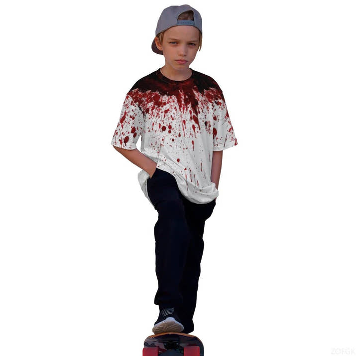 Halloween Fun Bloody Horror Pattern 3D Printed T-shirt Scary Dripping Blood Street Men Tops Casual Fashion O - neck Oversized Tee - Avero