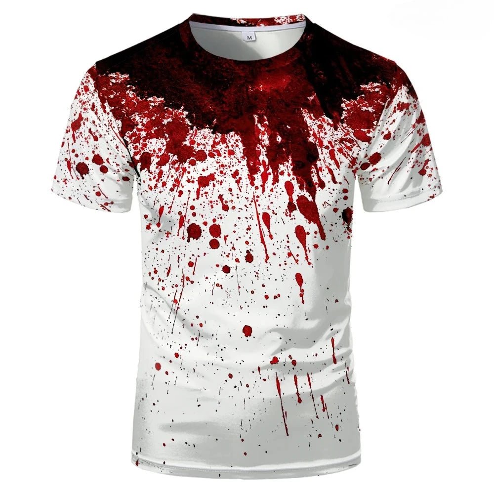 Halloween Fun Bloody Horror Pattern 3D Printed T-shirt Scary Dripping Blood Street Men Tops Casual Fashion O - neck Oversized Tee - Avero