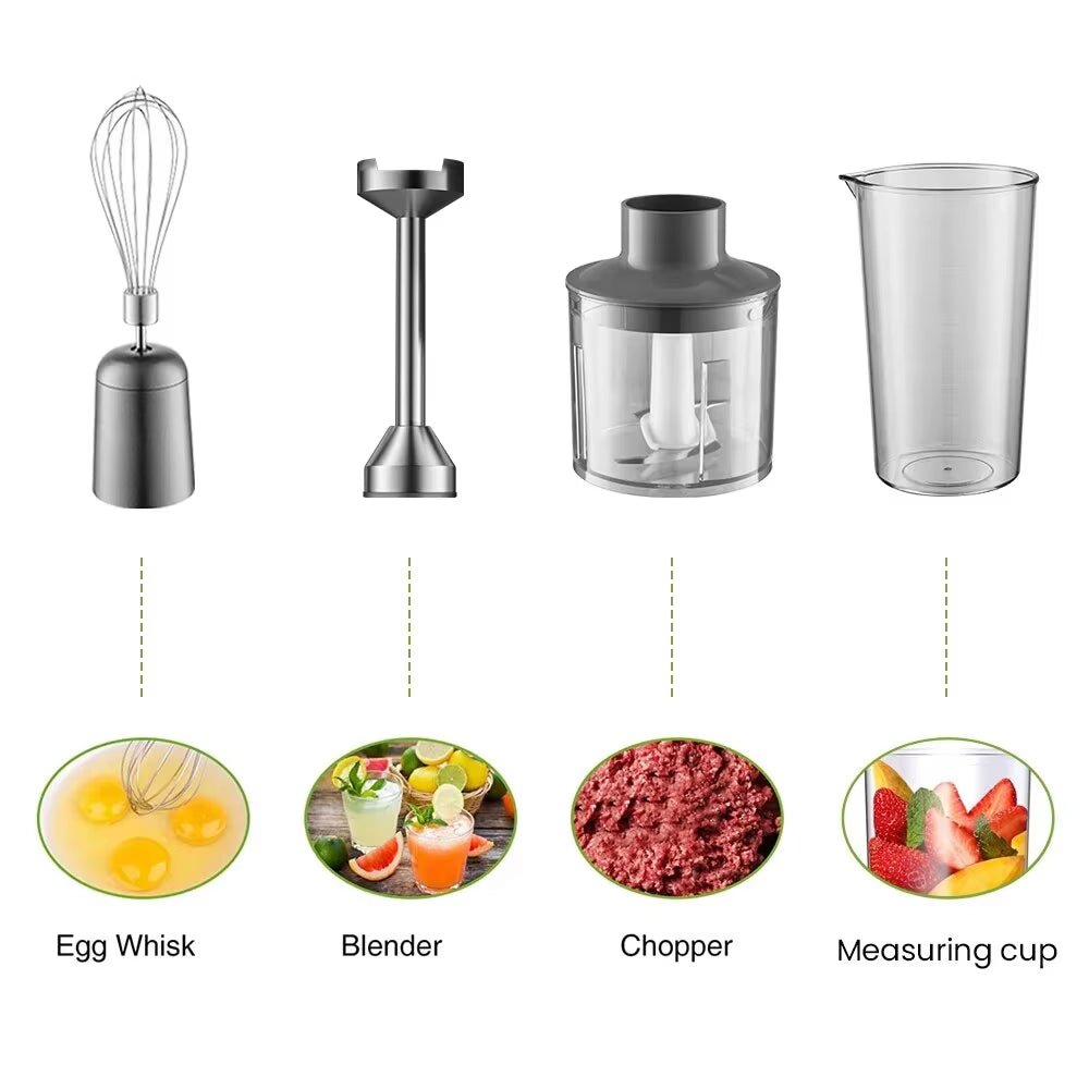 Hand Immersion Blender 1000W Powerful 4 - In - 1,Stainless Steel Stick Food Mixer,700Ml Mixing Beaker,500Ml Processor,Whisk - Avero